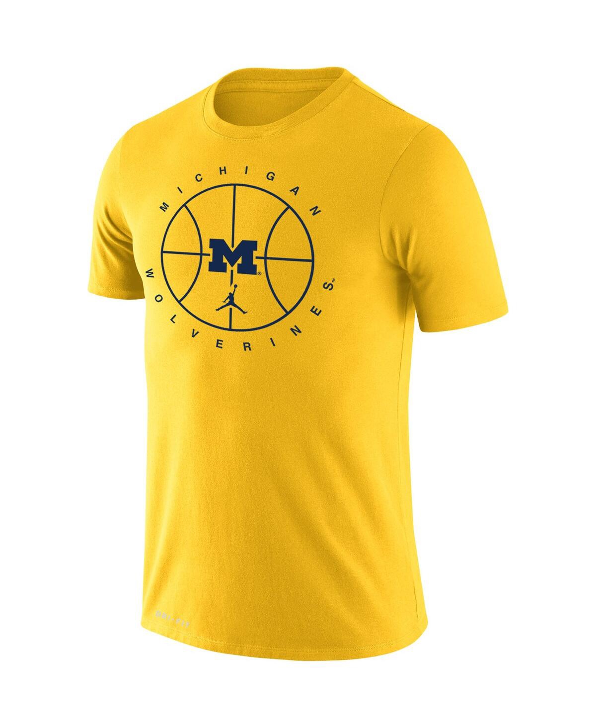 Shop Jordan Men's  Maize Michigan Wolverines Basketball Icon Legend Performance T-shirt