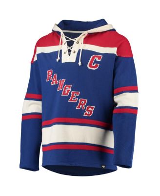Men's Mark Messier Blue New York Rangers Retired Player Name and Number Lacer Pullover Hoodie