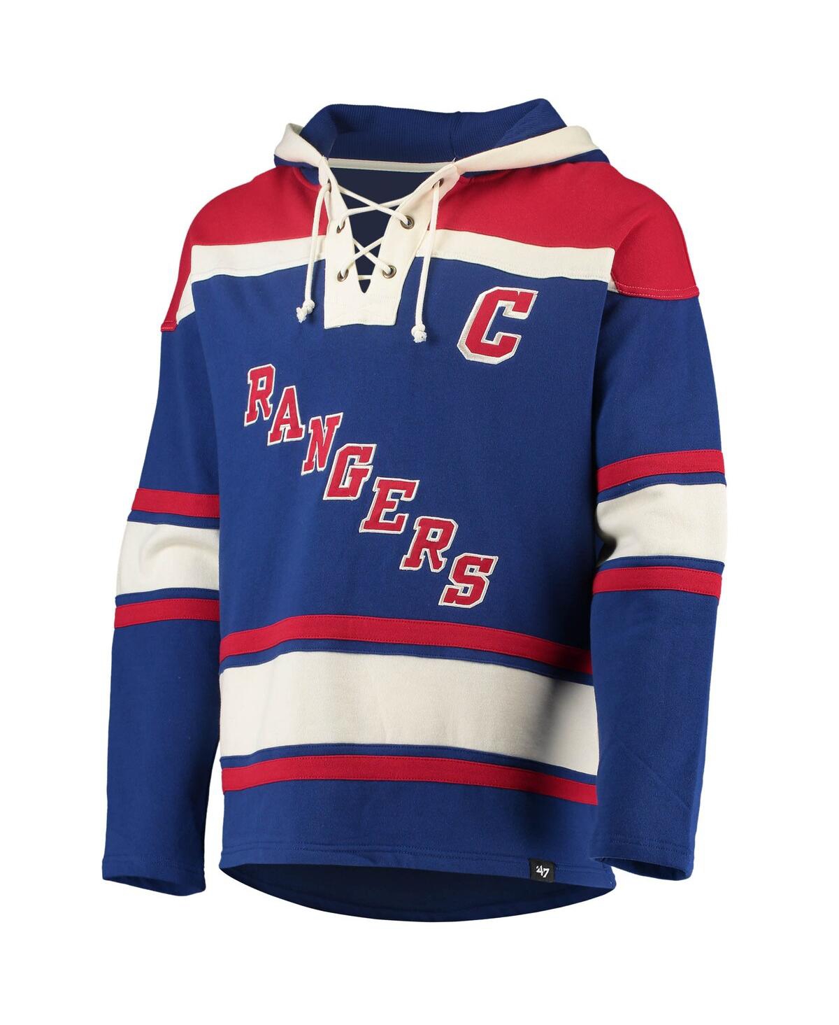 47 Brand Men's Alexis Lafreniere Blue New York Rangers Player Name And Number Lacer Pullover Hoodie In Blue