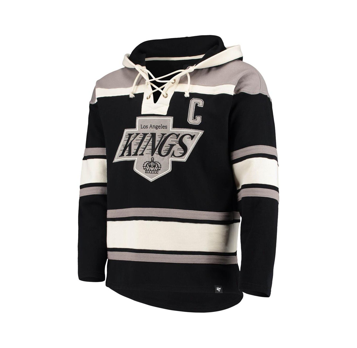 Men's Wayne Gretzky Black Los Angeles Kings Retired Player Name and Number Lacer Pullover Hoodie