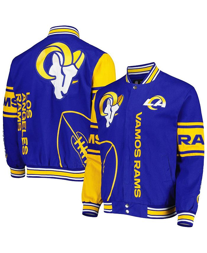 Jh Design Mens Royal Gold Los Angeles Rams Twill Full Snap Jacket