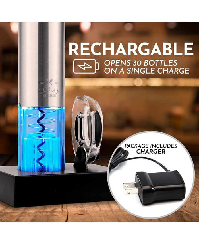 Zulay Kitchen Electric Wine Bottle Opener With Charging Base and Foil