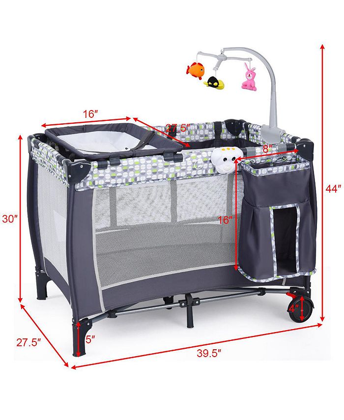 Costway Foldable Travel Baby Playpen Crib Infant Bed Macy's
