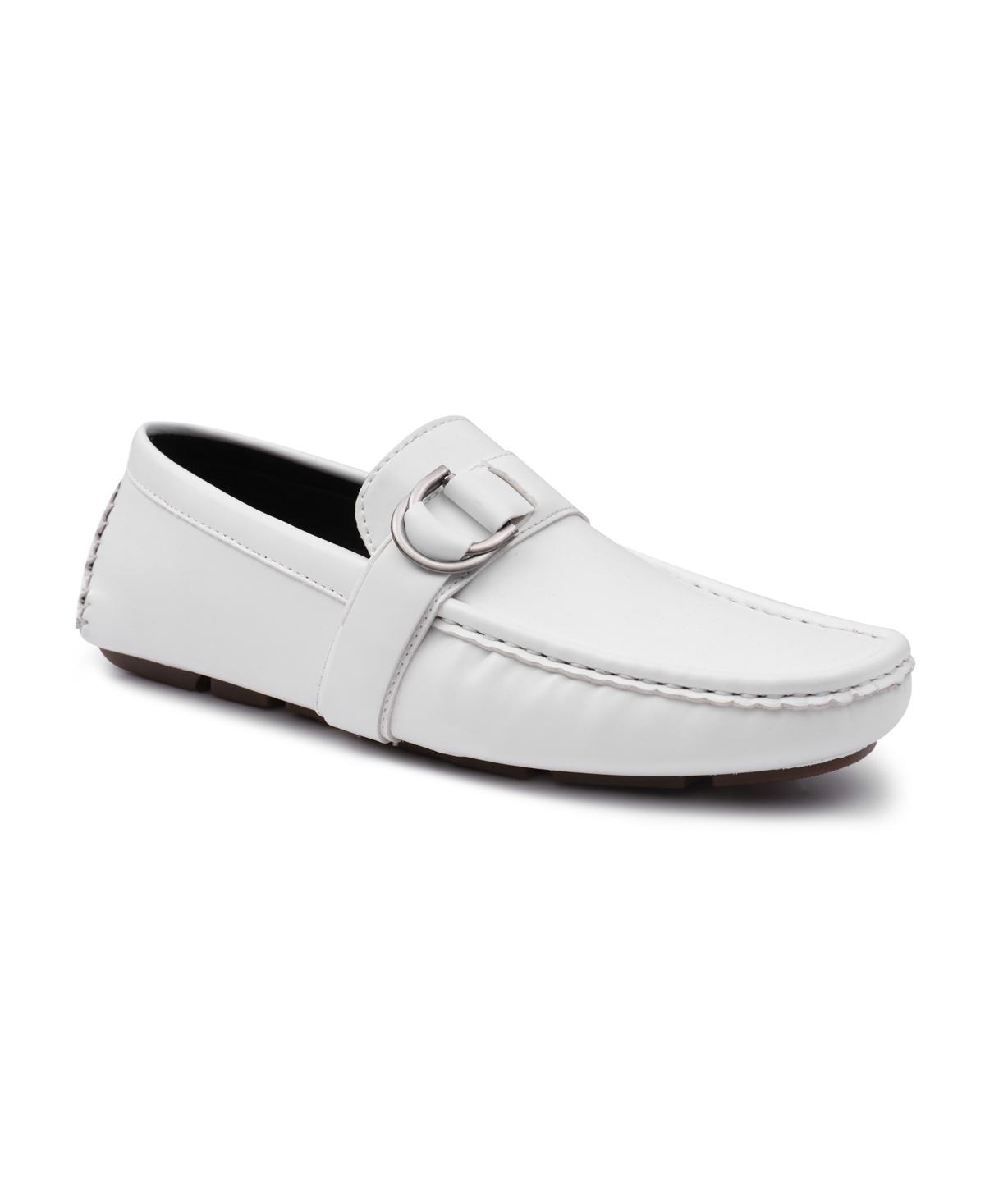 Shop Aston Marc Men's Charter Side Buckle Loafers In White
