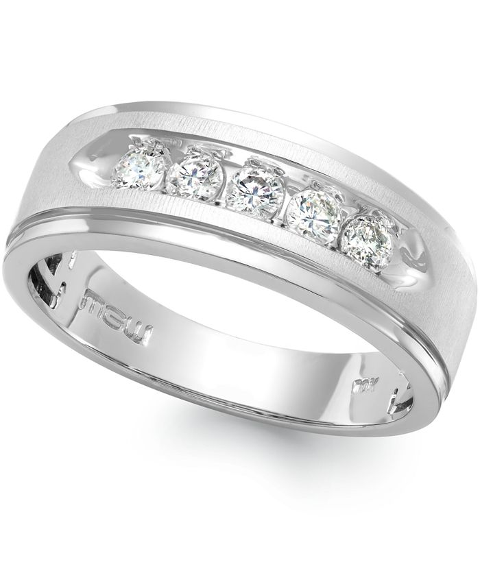 Macy's - Men's Five-Stone Diamond Ring in 10k White Gold (1 ct. t.w.)