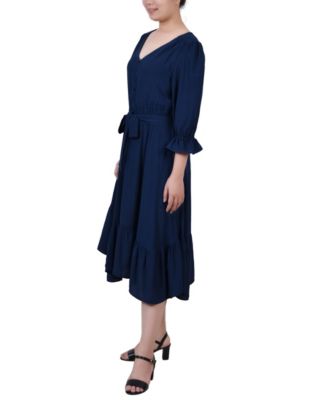 Women's 3/4 Sleeve Flounced Dress