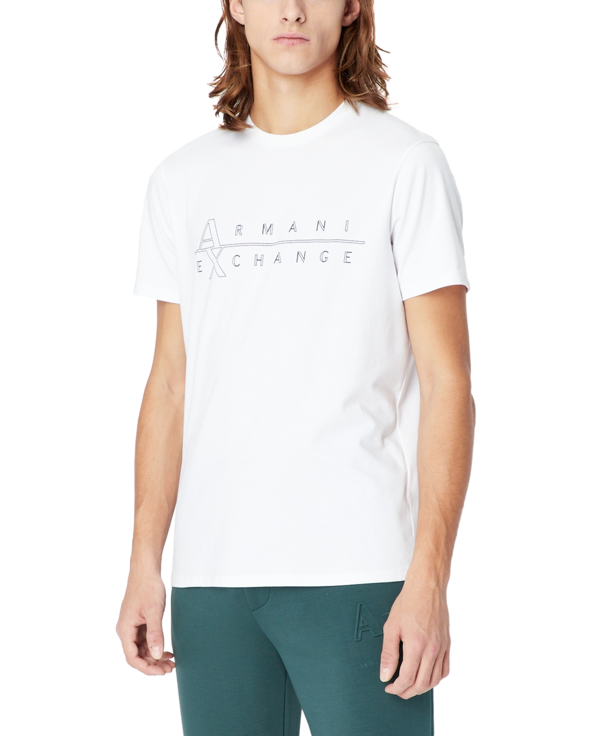 Ax Armani Exchange A X Armani Exchange Men's Line Logo Graphic T-shirt In White