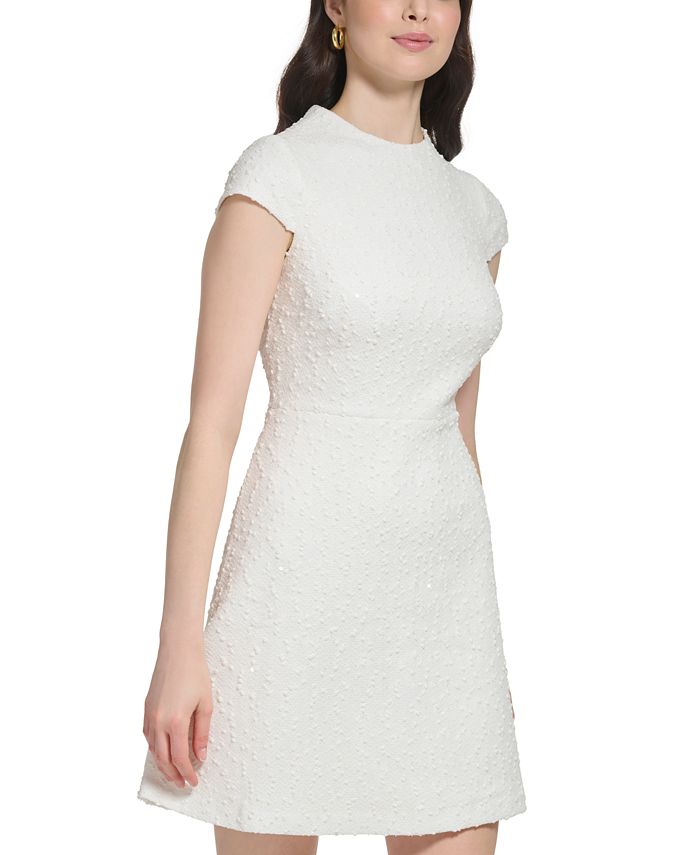 Vince Camuto Women's BoucleKnit CapSleeve Fit & Flare Dress & Reviews