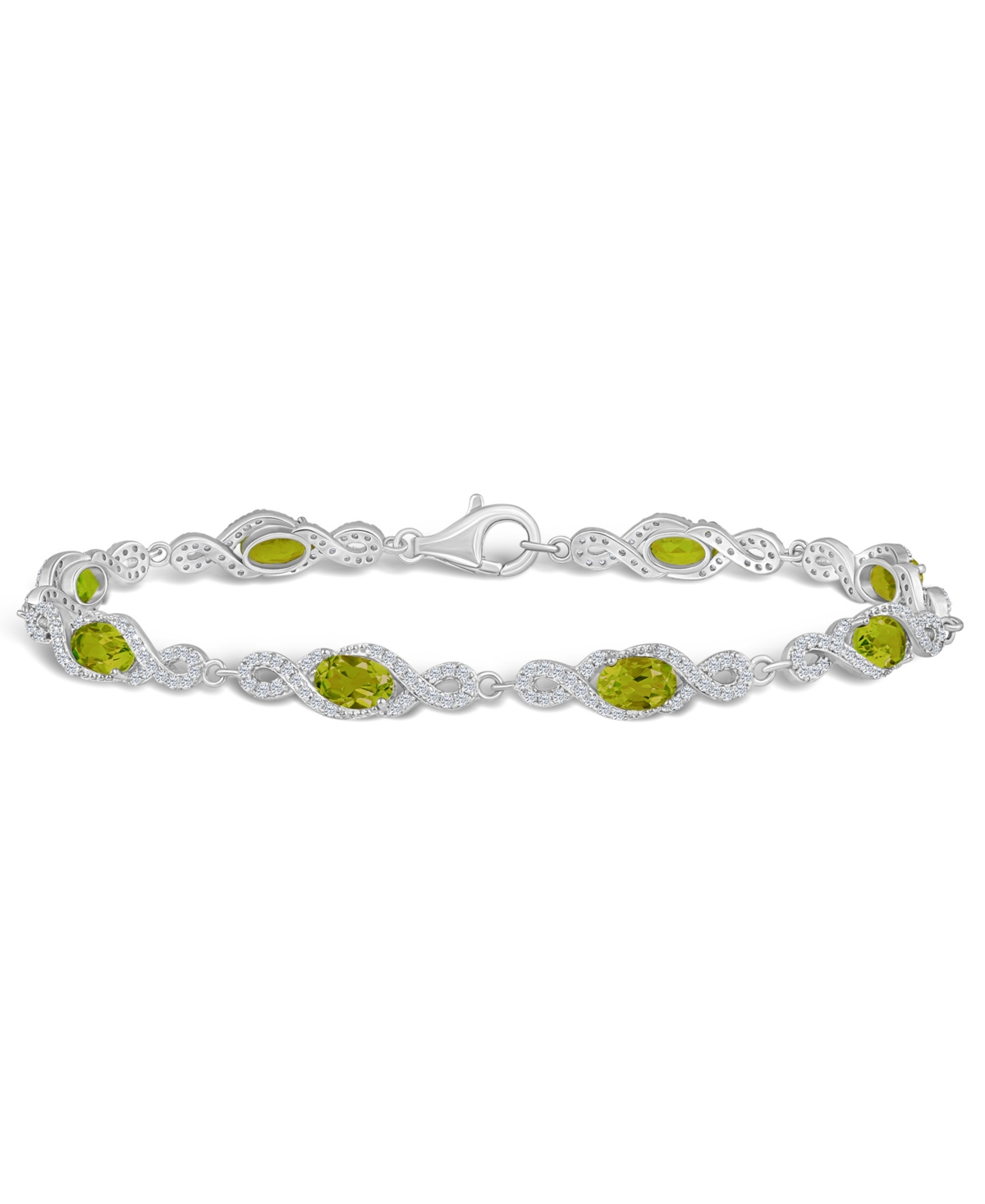Macy's Peridot And White Topaz Bracelet (4-3/8 Ct. T.w And 2 Ct. T.w) In Sterling Silver