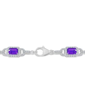 Amethyst and White Topaz Bracelet (5-1/2 ct. t.w and 5/8 ct. t.w) in Sterling Silver