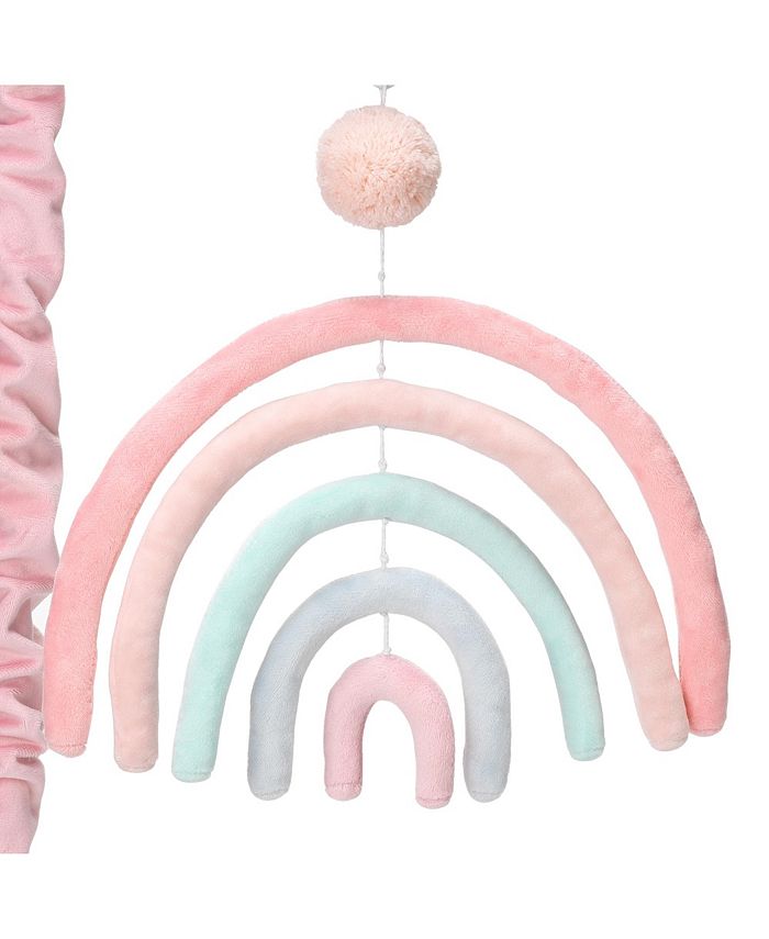 Lambs & Ivy Watercolor Pastel Rainbow/Pom Pom Musical Baby Nursery Crib