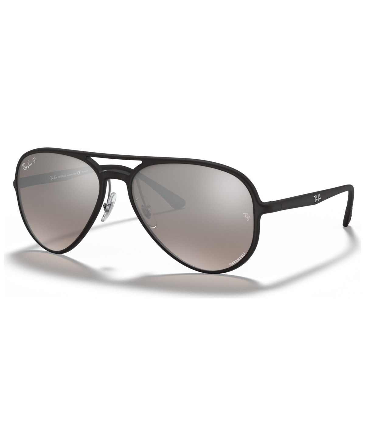 Shop Ray Ban Polarized Sunglasses, Rb4320ch 58 In Matte Black,grey Mirror
