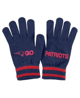 Women's Navy New England Patriots Double Jacquard Cuffed Knit Hat with Pom and Gloves Set