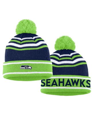 Women's College Navy Seattle Seahawks Colorblock Cuffed Knit Hat with Pom and Scarf Set