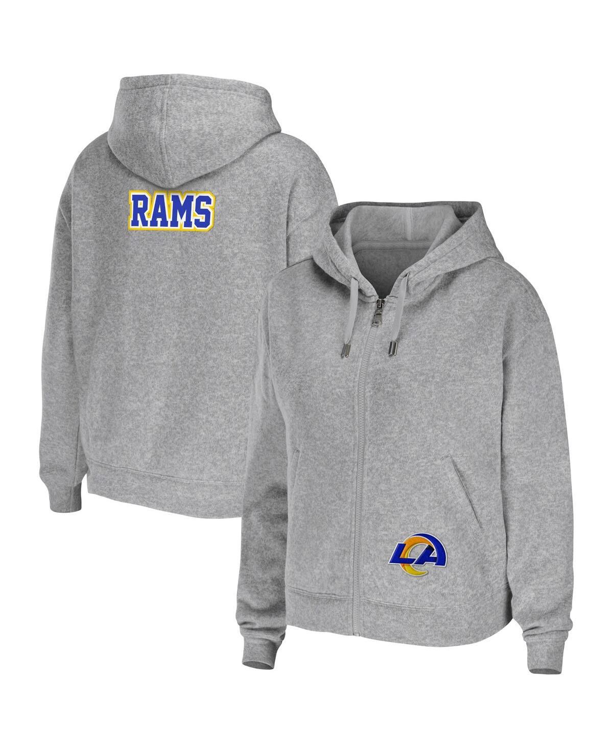 Wear By Erin Andrews Heather Gray Los Angeles Rams Plus Size Full-zip Hoodie In Heather Gray