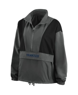Women's Charcoal New York Yankees Packable Half-Zip Jacket