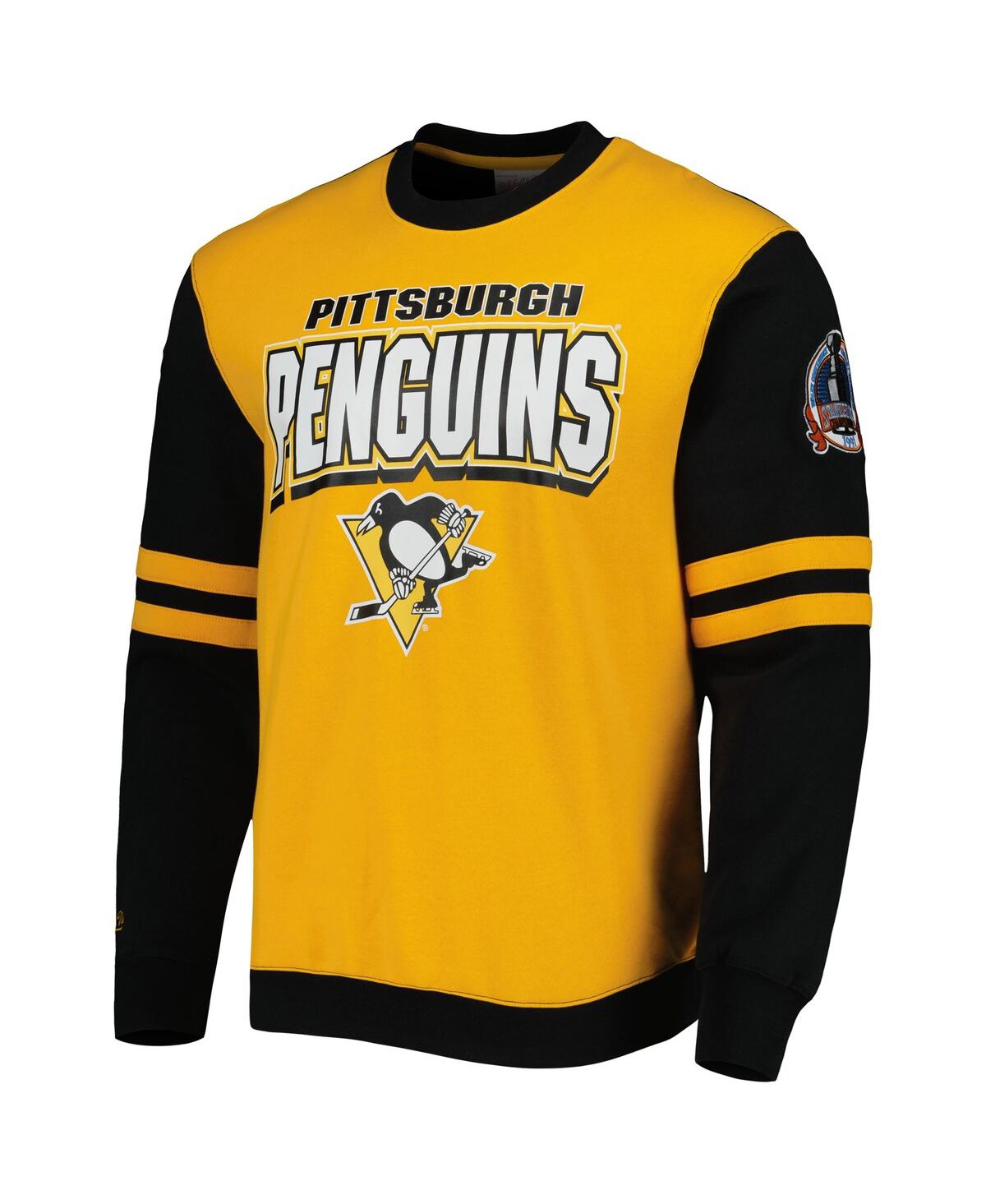Shop Mitchell & Ness Men's  Gold, Black Pittsburgh Penguins 1992 Stanley Cup Champions Pullover Sweatshirt In Gold,black