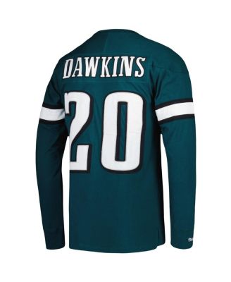 Men's Brian Dawkins Midnight Green Philadelphia Eagles Retired Player Name and Number Long Sleeve Top