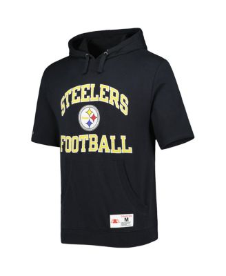 Men's Black Pittsburgh Steelers Washed Short Sleeve Pullover Hoodie