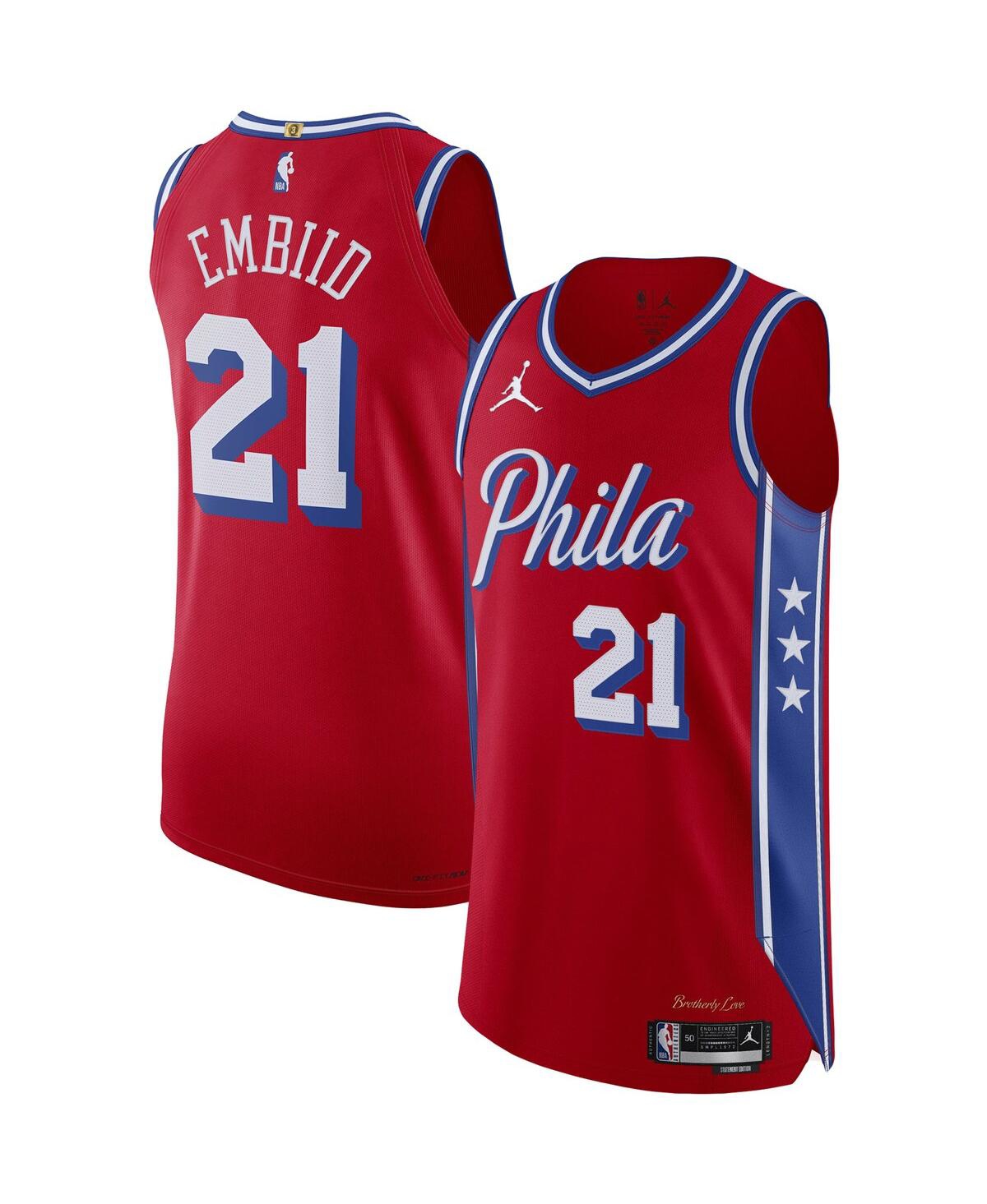 Men's Jordan Joel EmbiidPhiladelphia 76ers 2022/23 Authentic Jersey - Statement Edition - Red