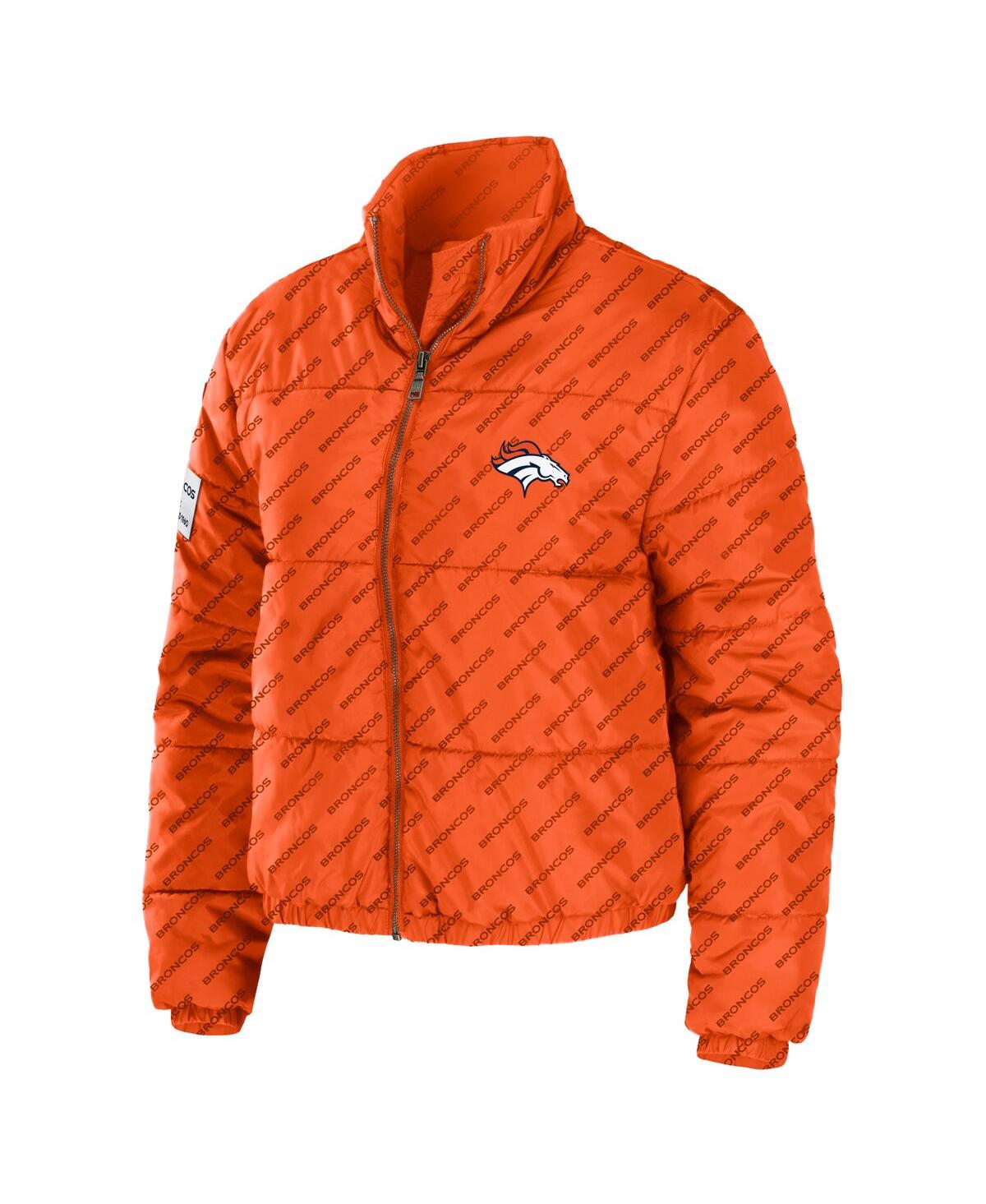 Shop Wear By Erin Andrews Women's  Orange Denver Broncos Puffer Full-zip Jacket