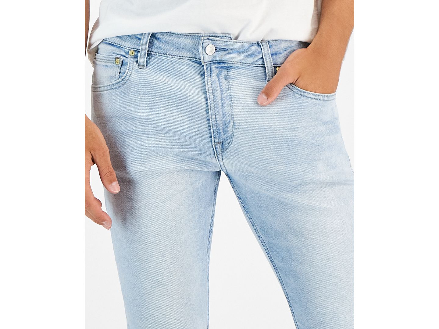 Мужские джинсы GUESS Light-Wash Slim Tapered Fit, цвет: Варёный — фото 5