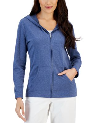 Karen Scott Long Sleeve Zip-Front Hoodie, Created for Macy's & Reviews ...