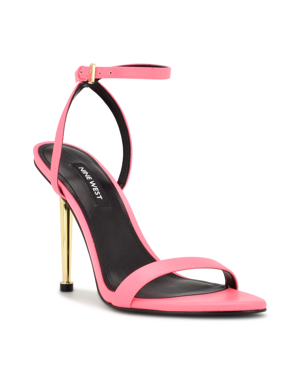 Nine West Women's Reina Almond Toe Stiletto Dress Sandals Women's Shoes In Neon Pink - Faux Leather