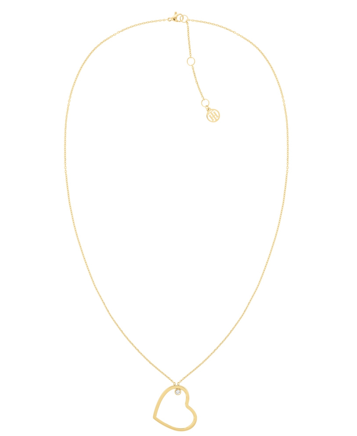 Open Heart Crystal Necklace - Gold
