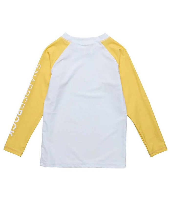 Snapper Rock Toddler|Child Boys White Yellow Sleeve Sustainable LS Rash ...