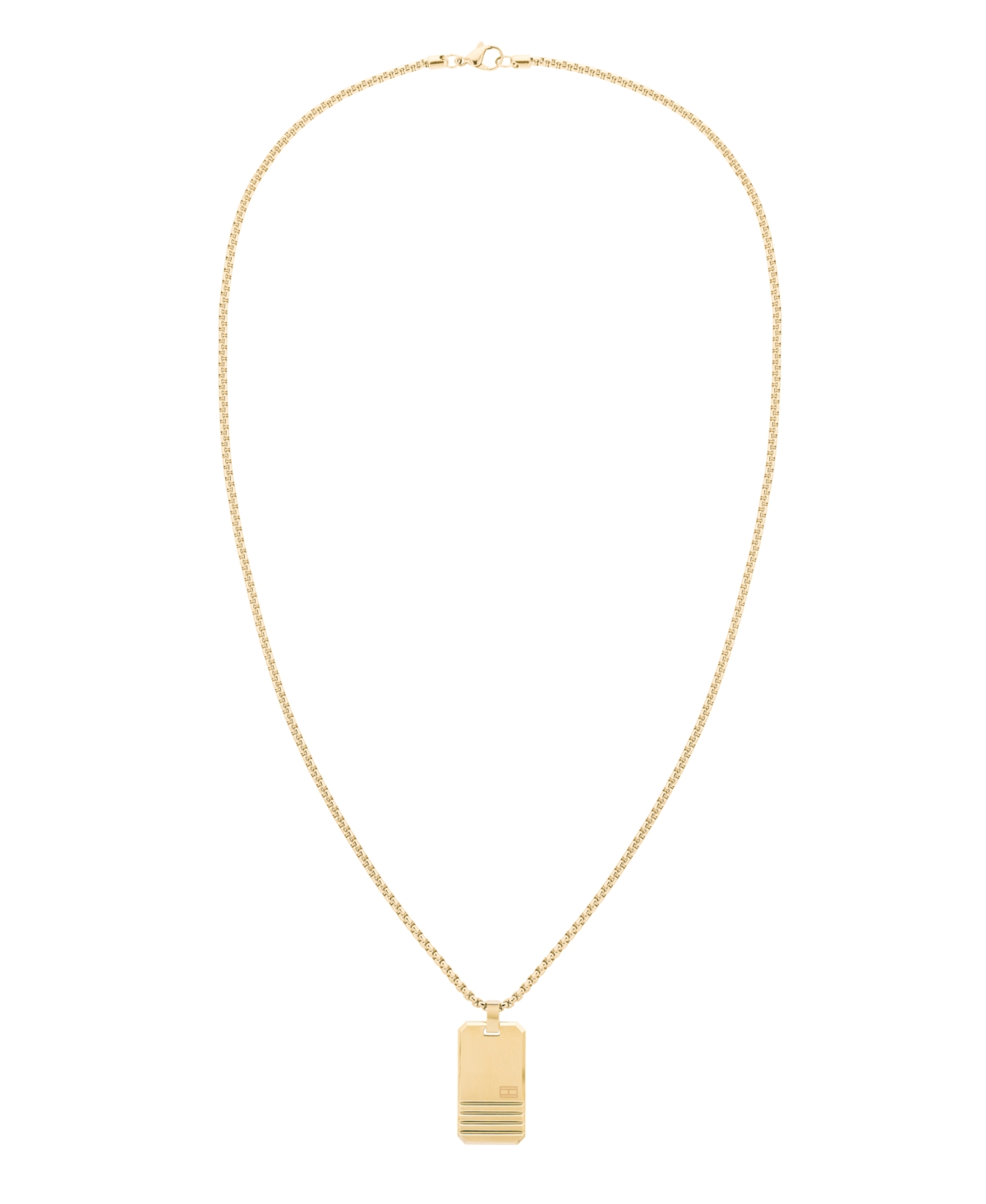Tommy Hilfiger Men's Gold-tone Dog Tag Pendant Necklace