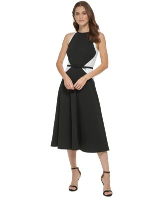 DKNY Women's Belted Midi Wrap Dress Black Size 2