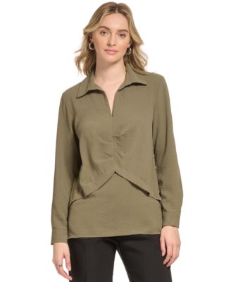 Calvin Klein - Women's X-Fit Long Sleeve Collared Shirt