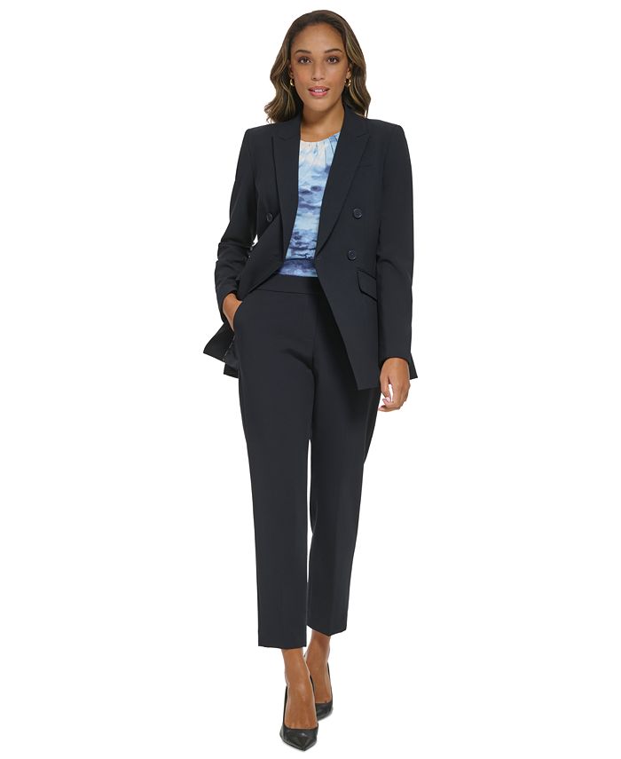 Calvin Klein Double Breasted Blazer & Slim Leg Pant & Reviews - Wear to  Work - Women - Macy's
