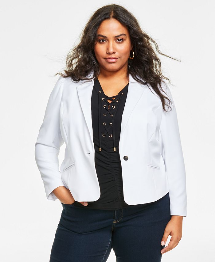 I.N.C. International Concepts Plus Size Puff-Sleeve Blazer, Created for ...