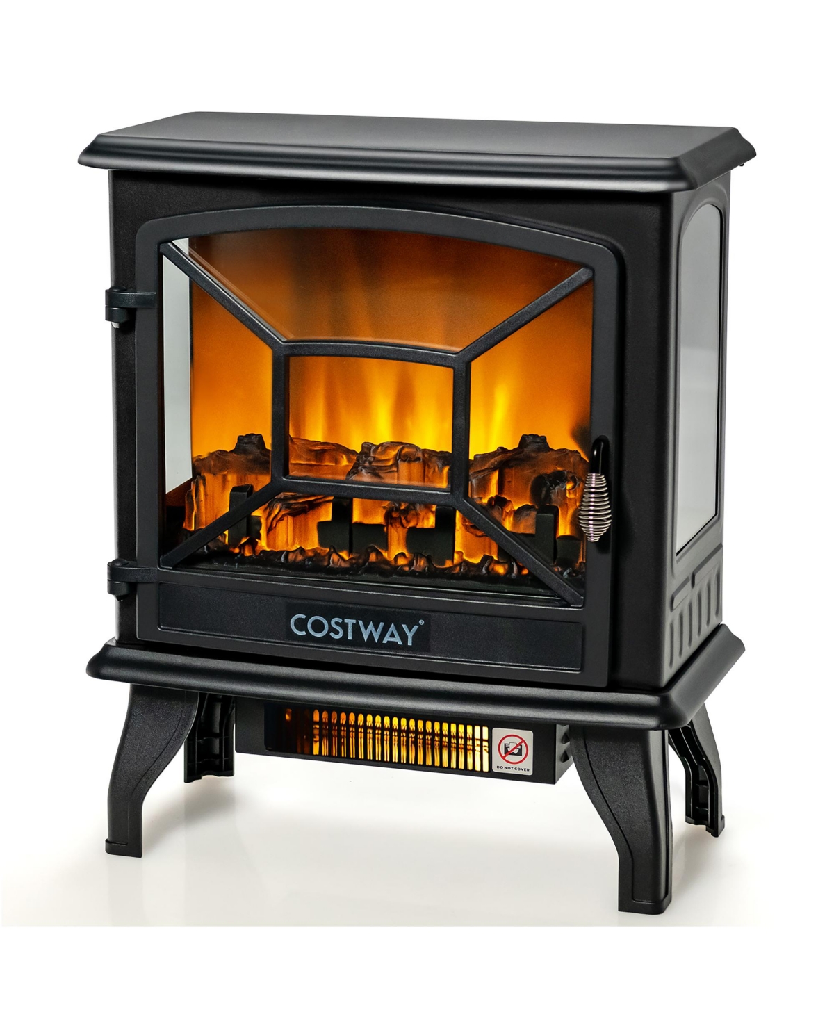 Costway 20'' Freestanding Electric Fireplace Heater Stove Thermostat In Black ModeSens
