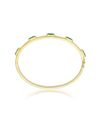 14K Gold Plated Green Cubic Zirconia Bangle Bracelet