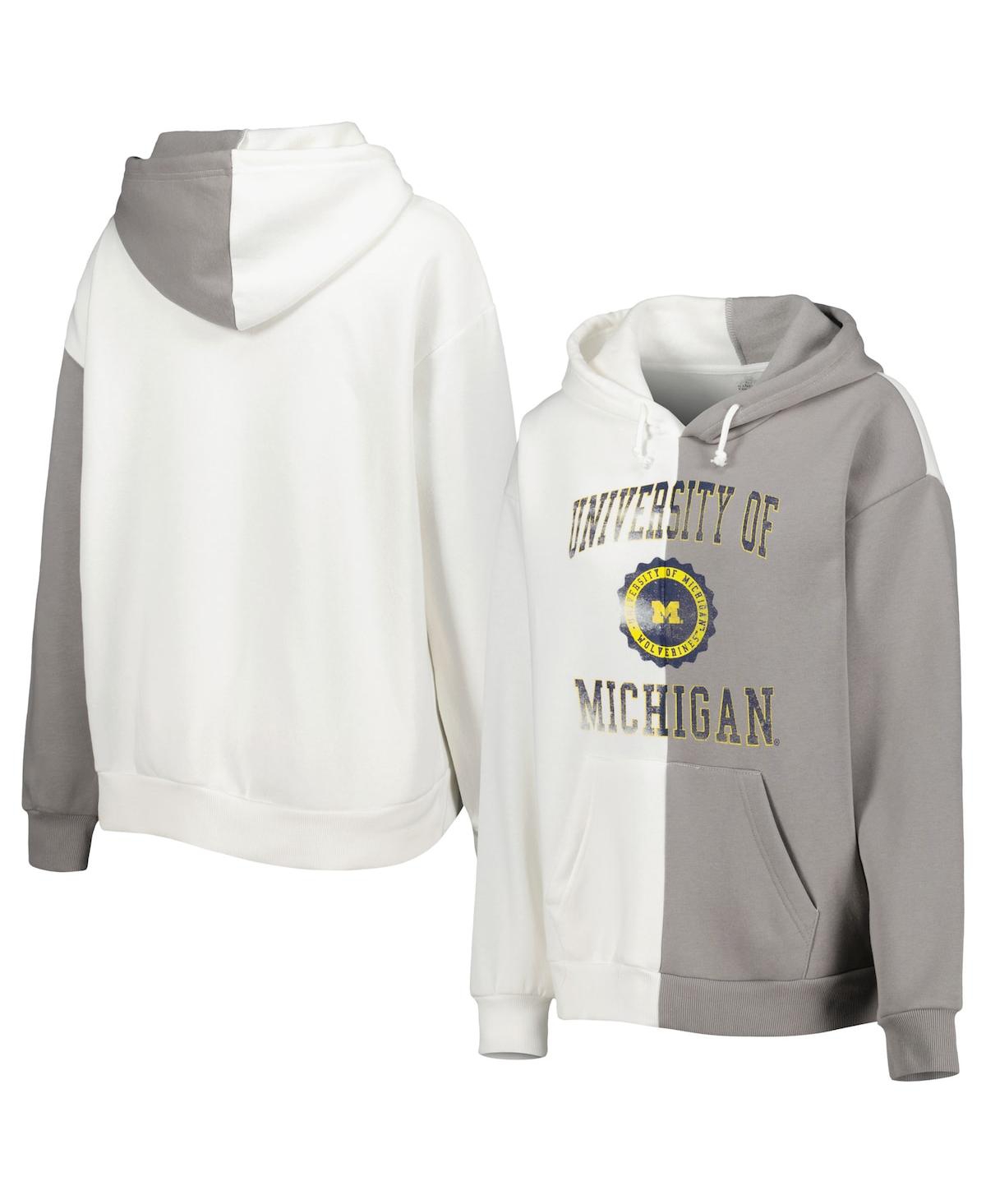 Shop Gameday Couture Women's  Gray, White Michigan Wolverines Split Pullover Hoodie In Gray,white