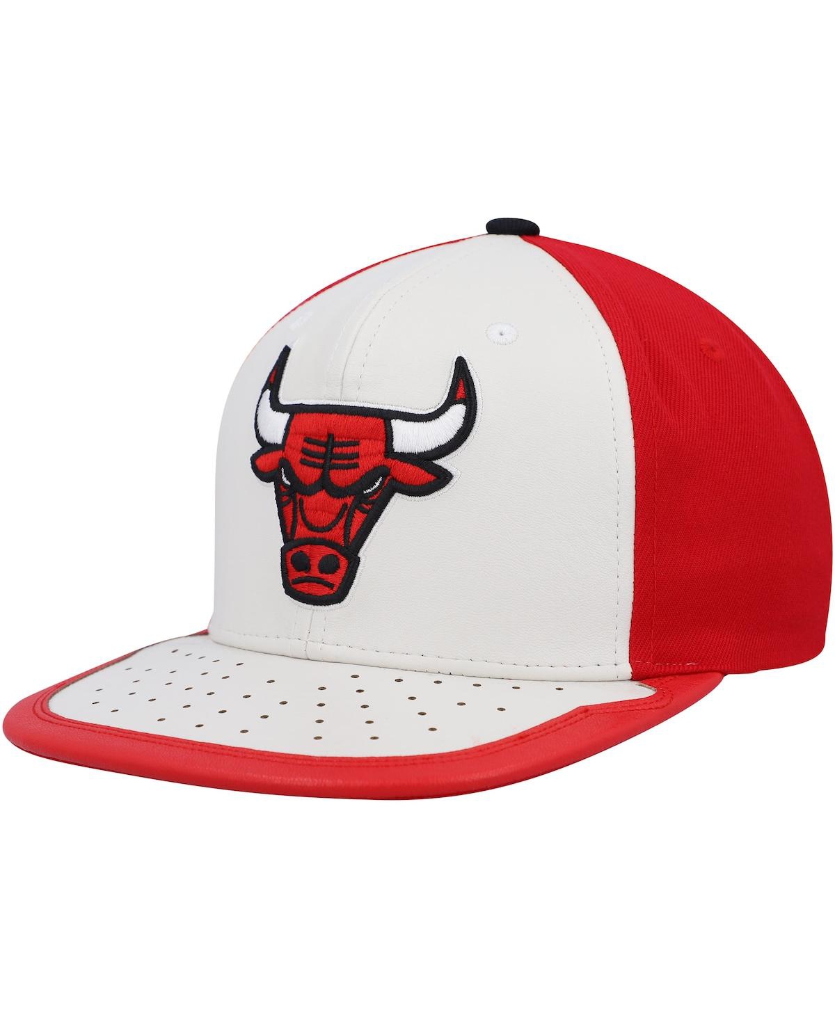 Mitchell & Ness Men's  White, Red Chicago Bulls Day One Snapback Hat In White,red