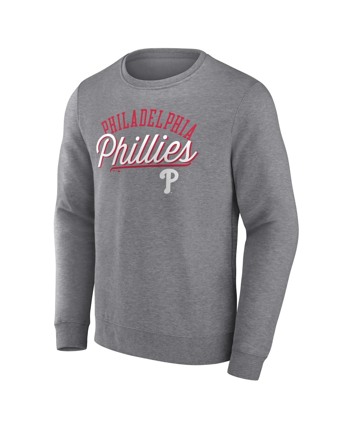 Shop Fanatics Men's  Heather Gray Philadelphia Phillies Simplicity Pullover Sweatshirt