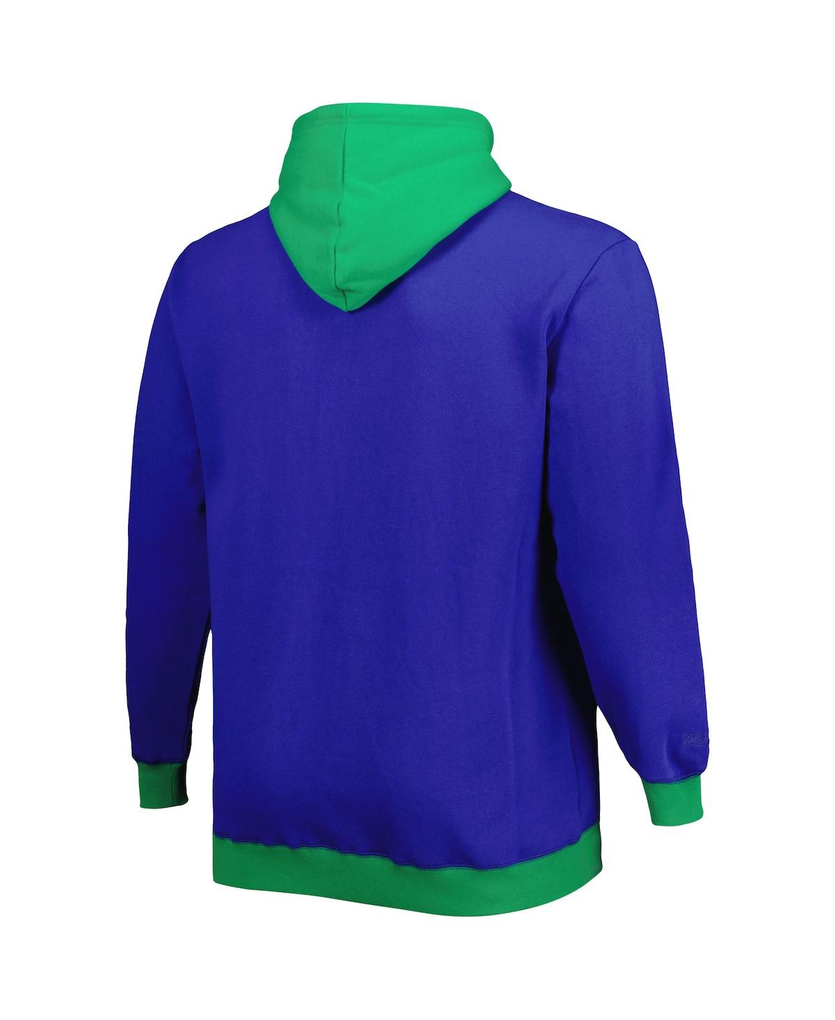 Shop Mitchell & Ness Men's  Royal, Green Seattle Seahawks Big And Tall Big Face Pullover Hoodie In Royal,green
