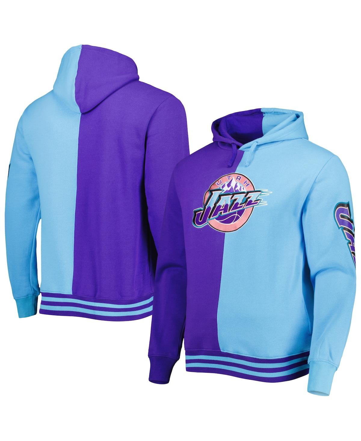 Men's Mitchell & Ness Turquoise Utah Jazz Hardwood Classics Split Pullover Hoodie - Turquoise