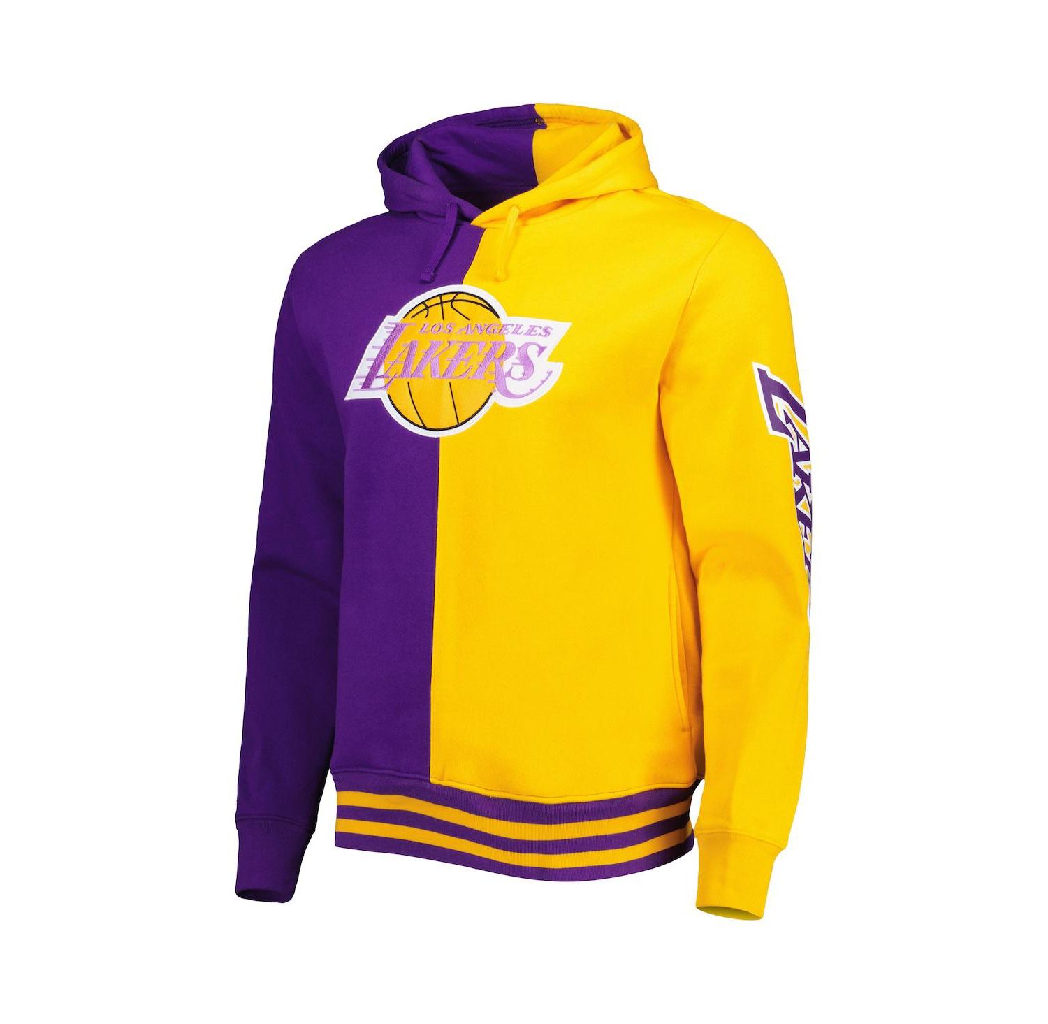 Men's Purple, Gold Los Angeles Lakers Hardwood Classics Split Pullover Hoodie