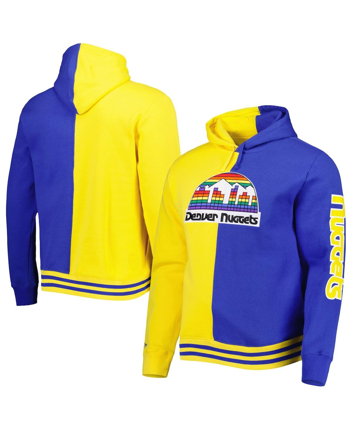 Shop Mitchell & Ness Men's  Gold, Royal Denver Nuggets Hardwood Classics Split Pullover Hoodie In Gold,royal