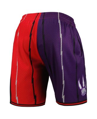 Men's Purple, Red Toronto Raptors Hardwood Classics 1998 Split Swingman Shorts
