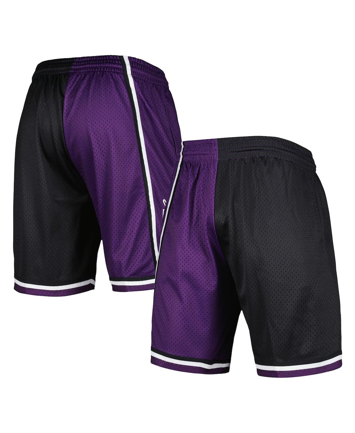 Mitchell & Ness Men's  Black, Purple Sacramento Kings Hardwood Classics 2000 Split Swingman Shorts In Black,purple