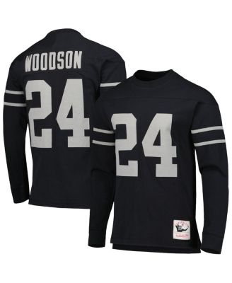 Men's Charles Woodson Black Oakland Raiders Retired Player Name and Number Long Sleeve Top