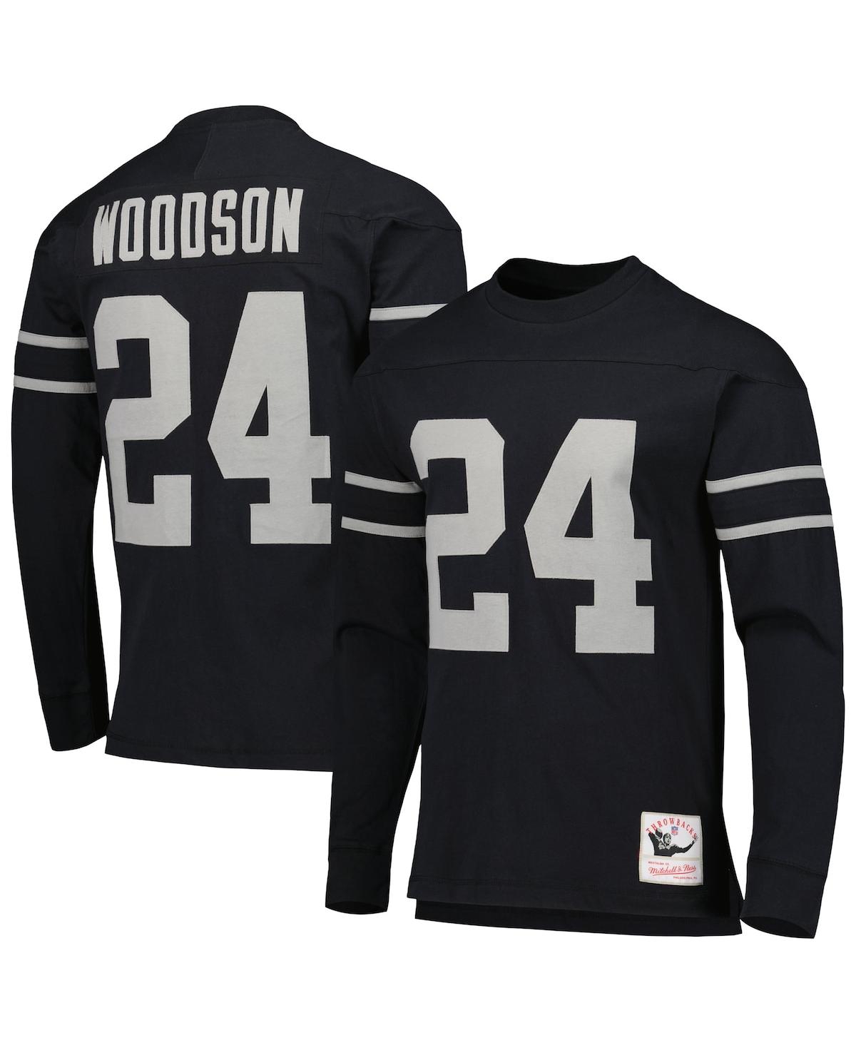 Men's Mitchell & Ness Charles WoodsonOakland Raiders Retired Player Name and Number Long Sleeve Top - Black