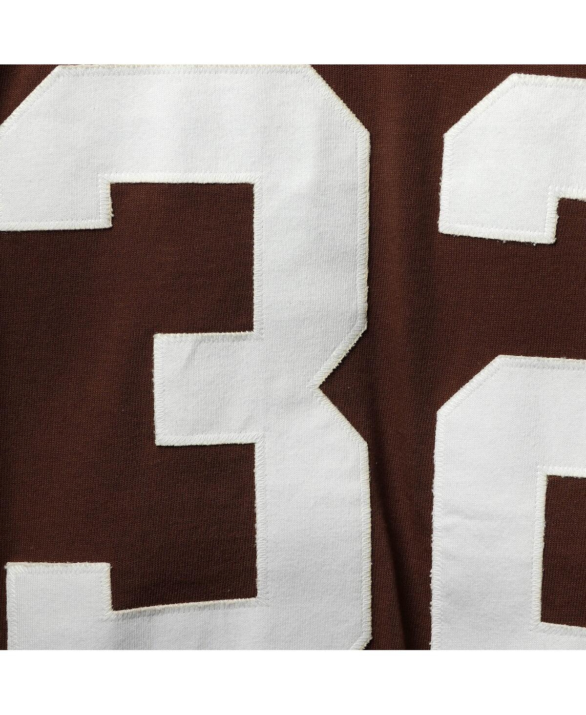 MITCHELL & NESS MEN'S MITCHELL & NESS JIM BROWN CLEVELAND BROWNS RETIRED PLAYER NAME AND NUMBER LONG SLEEVE T- SHIRT 