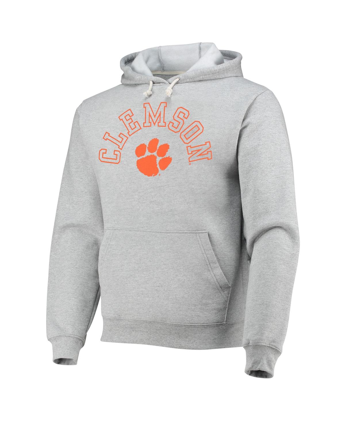Shop League Collegiate Wear Men's  Heathered Gray Clemson Tigers Seal Neuvo Essential Fleece Pullover Hood